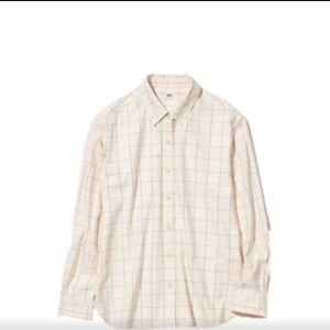 Uniqlo Cream Plaid Button Down Shirt